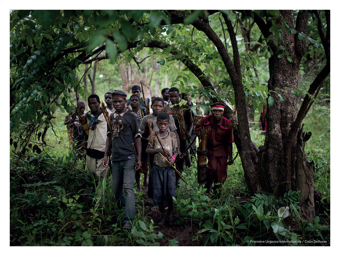 A 70 km de Kiambi – Les Pygmées du village de Luela chassent dans la forêt. 
