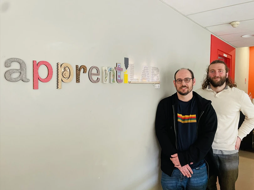 Alexis Lepage, manager du Fablab du CFA, et Matthieu Safa, ingénieur pédagogique à l’Apprentilab